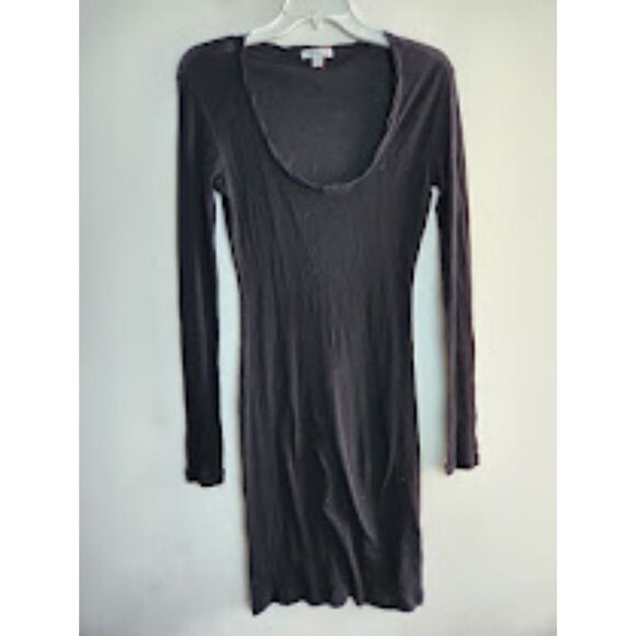 Standard James Perse Black Ribbed Cotton Scoop Neck Dress size 2 or Medium - Picture 2 of 13